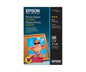 Papir, Fotopapir & Etiketter - Epson Photo paper glossy 100x150mm - C13S042548