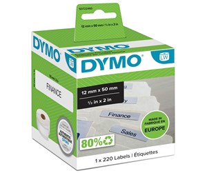 Papir, Fotopapir & Etiketter - DYMO LW hengemappeetiketter, 12mm x 50mm, Ruller med 220 etiketter - S0722460