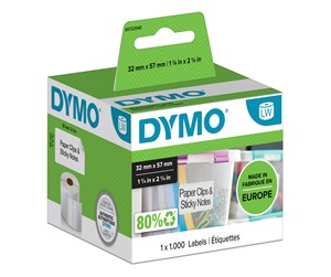 Papir, Fotopapir & Etiketter - DYMO LW multifunksjonelle etiketter, 32mm x 57mm, ruller med 1000 stk. - S0722540