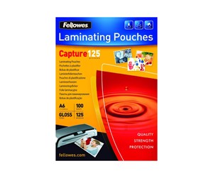 Laminering - Fellowes A6 Glossy 125 Micron Laminating Pouch - 100 pack - 5307201