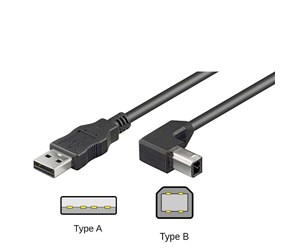 USB - Pro USB-A <-> USB-B 2.0 - 90° - 1m - Svart - 4040849930171