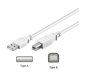 USB - Pro USB-A <-> USB-B 2.0 - 1m - Hvit - 4040849961861