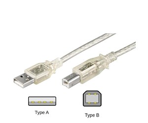 USB - Pro USB-A <-> USB-B 2.0 - 1m - Transparent - 4040849686061