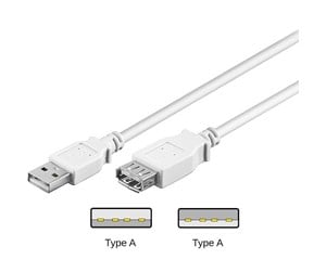 USB - Pro USB-A <-> USB-A - 1.8m - Hvit - 4040849961984