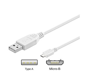 USB - Pro USB-A <-> USB Micro-B - 0.15m - Hvit - 4040849961908