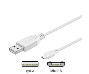 USB - Pro USB-A <-> USB Micro-B - 0.3m - Hvit - 4040849961915