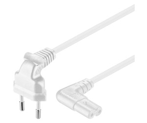 Strømkabel (ekstern) - Pro Strømkabel C7 (2 pins) - Hvit - 1 m - 90° - 4040849973475