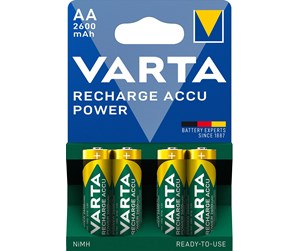 Batteri - VARTA battery rechargeable power aa 2600 mah 4-pack - 05716101404