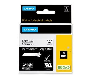 Papir, Fotopapir & Etiketter - DYMO Dymo Rhino permanent polyester 6mm x 5.5m - sort på hvit - 1805442