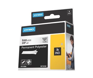 Papir, Fotopapir & Etiketter - DYMO Dymo Rhino permanent polyester 9mm x 5.5m - sort på klar - 18508DMO