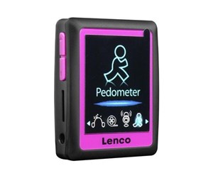 Mp3-spiller & Tilbehør - Lenco PODO-152 - MP3/4 Player with Pedometer en 4GB - Pink - MP3-spiller 4 GB - PODO152P