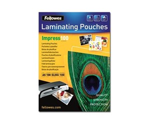 Laminering - Fellowes A5 Glossy 100 Micron Laminating Pouch - 100 pack - 5351002