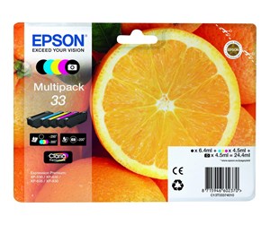 Printertilbehør blekk/toner - Epson 33 Multipack 5-Pack (Black Yellow Magenta Cyan Photo-Black) - Blekkpatron Blå - C13T33374010