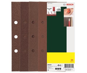 Slipemaskin - Bosch 25-delers slipepapirsett til plansliper, korning 60, 80, 120, 240 G= 60, 80, 120, 240, 8 hull (B+D) - 2607019501