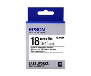 Papir, Fotopapir & Etiketter - Epson LabelWorks LK-5WBN Black on White Roll 18mm x 9m - C53S655006