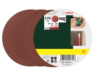 Slipemaskin - Bosch 25-delers slipepapirsett til eksentersliper, korning 80, 120, 240 125 mm - 2607019497