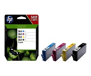 Printertilbehør blekk/toner - HP 364 / N9J73AE 4-Pack (Black Yellow Cyan Magenta) Ink - Blekkpatron 4 farger - N9J73AE