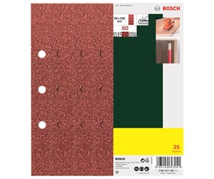 Slipemaskin - Bosch 25-delers slipepapirsett til plansliper, korning 80 G= 80 - 2607017105