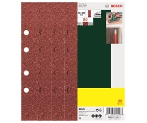 Slipemaskin - Bosch 25-delers slipepapirsett til plansliper, 8 hull, korning 80 G= 80 - 2607017099