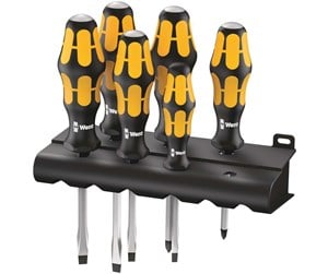 Verktøy - Wera 932/918/6 Screwdriver set Kraftform : Chiseldriver and rack 6 pieces - 05018287001