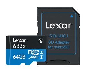 Minnekort - Lexar High Performance MicroSDXC C10 - 64GB - LSDMI64GBBEU633A