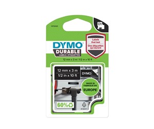 Papir, Fotopapir & Etiketter - DYMO D1® High Performance / Durable tape, 12mm x 3m rulle, hvid på sort - 1978365