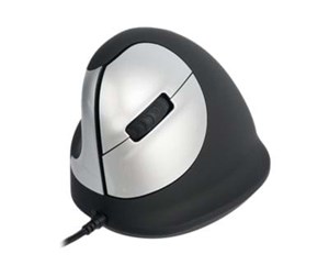 Mus - R-Go Tools R-Go HE Mouse Vertical Mouse Medium Left - Ergonomisk mus - 5 - Sølv - RGOHELE