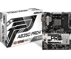 Hovedkort - ASRock AB350 Pro4 Hovedkort - AMD B350 - AMD AM4 socket - DDR4 RAM - ATX - AB350 PRO4