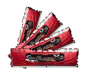 RAM - G.Skill Flare X DDR4-2400 - 64GB - CL15 - Quad Channel (4 pcs) - AMD Optimized - Rød - F4-2400C15Q-64GFXR