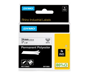 Papir, Fotopapir & Etiketter - DYMO Dymo Rhino permanent polyester 24mm x 5.5m - sort på hvit - 1734523