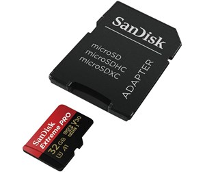 Minnekort - SanDisk Extreme Pro microSD/SD - 100MB/s - 32GB - SDSQXCG-032G-GN6MA