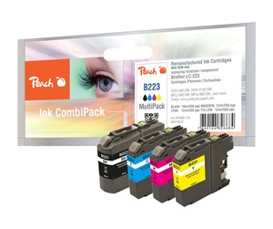 Printertilbehør blekk/toner - Peach Multi Pack 4-Pack Ink Alternative to Brother LC 223 - Blekkpatron Blå - PI500-134