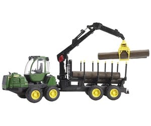 Leketøysbil - Bruder John Deere 1210E Forwarder with 4 trunks and grab - 2133