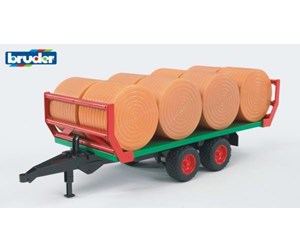 Leketøysbil - Bruder Bale transport trailer with 8 round bales - 2220