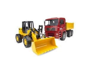 Leketøysbil - Bruder MAN TGA Construction truck with articulated road loader - 02752