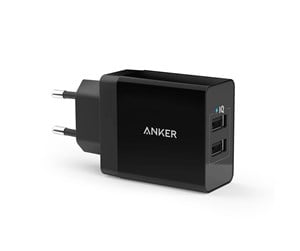 Mobil - Adaptere og ladere - Anker PowerPort 24W 2x USB-A Power Adapter - Black - A2021316