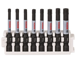 Bormaskin & Bits - Bosch Impact Control-skrutrekkerbits, pakke med 8 deler, 1xT15, 2xT20, 2xT25, 2xT30, 1xT40 - 2608522329