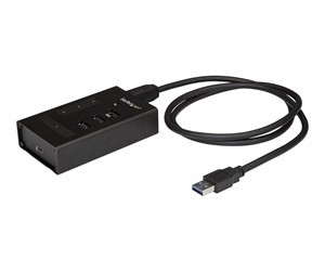 USB-hub - StarTech.com USB Hub Metal 4 Port USB-hub - USB 3.0 - 4 porter - Svart - HB30A3A1CST