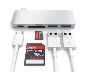 Dokkingstasjon - Satechi Hub 2 x USB 3.0 + 1 x USB 3.0 (charger) USB 3.1 Type C connection desktop silver - ST-TCUPS