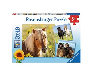 Puslespill - Ravensburger Loving Horses 3x49p Gulv - 80113