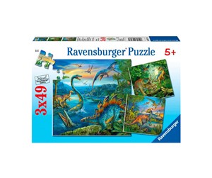 Puslespill - Ravensburger Dinosaur Facination 3x49p - 93175