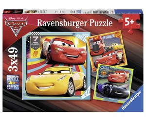 Puslespill - Ravensburger Cars Legends Of The Track 3x49p - 080151