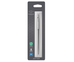 Skrive- & Tegneverktøy - Parker Jotter Ballpoint Pen | Stainless Steel with Chrome Trim | Medium Point Blue Ink - 1953205