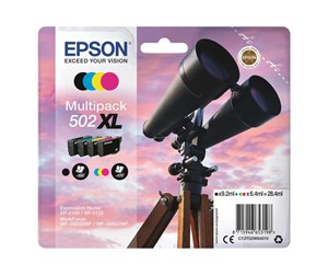 Printertilbehør blekk/toner - Epson 502XL Multipack - 4 pakker - XL - sort gul cyan magenta - original - blækpatron - Blekkpatron Blå - C13T02W64010