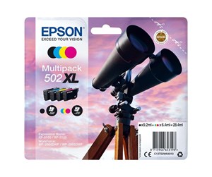 Printertilbehør blekk/toner - Epson 502XL Multipack - 4 pakker - høj kapacitet - sort gul cyan magenta - original - blækpatron - Blekkpatron Blå - C13T02W64020