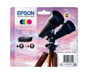 Printertilbehør blekk/toner - Epson 502 Multipack - 4 pakker - sort gul cyan magenta - original - blækpatron - Blekkpatron Blå - C13T02V64010