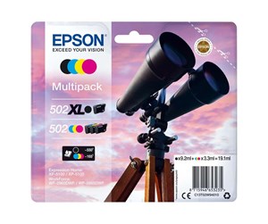 Printertilbehør blekk/toner - Epson 502XL Multipack - 4 pakker - høj kapacitet - sort gul cyan magenta - original - blækpatron - Blekkpatron Blå - C13T02W94020