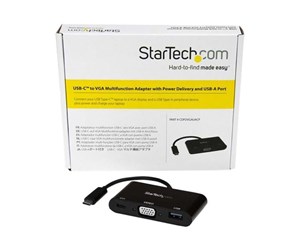 Dokkingstasjon - StarTech.com USB-C to VGA Multifunction Adapter with Power Delivery - ekstern videoadapter - sort - CDP2VGAUACP