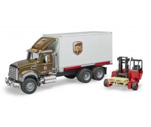 Leketøysbil - Bruder MACK Granite UPS logistics truck with forklift - 02828