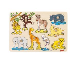 Treleker - Goki Wooden Bubble Puzzle wild animals 9dlg. - 57829